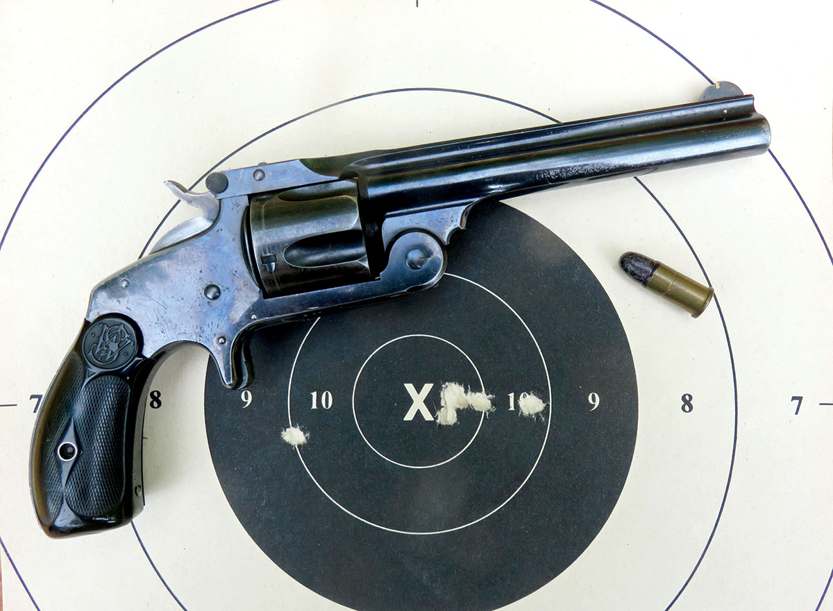 Lynn’s .38 with the five-shot target, close enough for defense work.